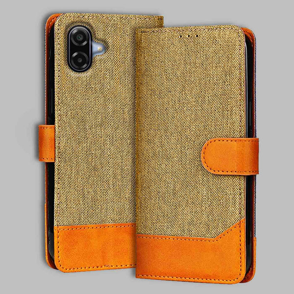 Samsung A07 5G Flip Cover — Denim, Camel Beige after a year of daily use