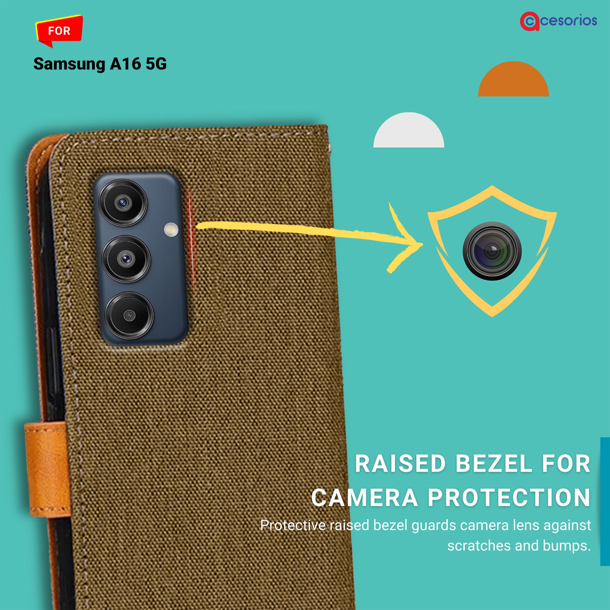 Accesorios Samsung A16 5G denim flip cover – Dark Brown – Image 2 #color_dark brown