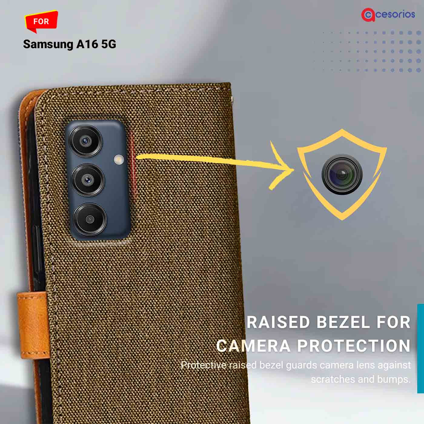 Denim & Leather back panel — Samsung A16 5G in Dark Brown mobile case