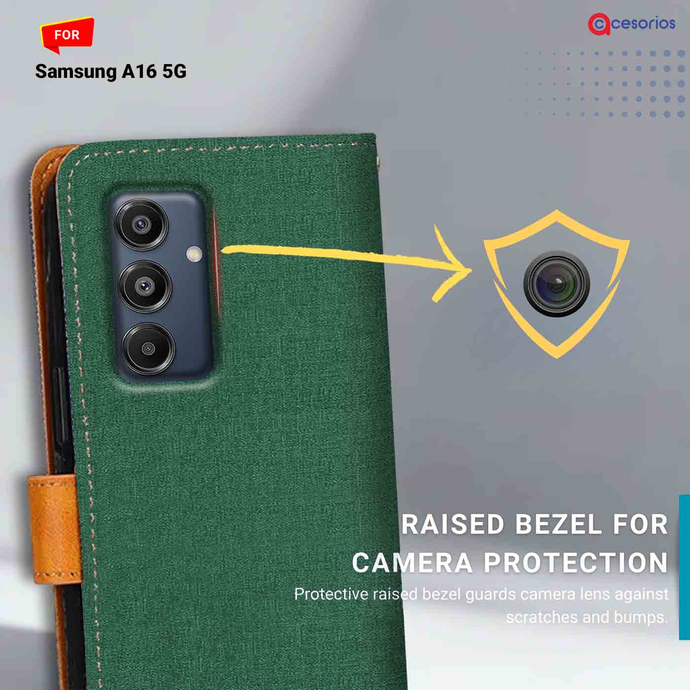 Canvas & Suede back panel — Samsung A16 5G in Green mobile case