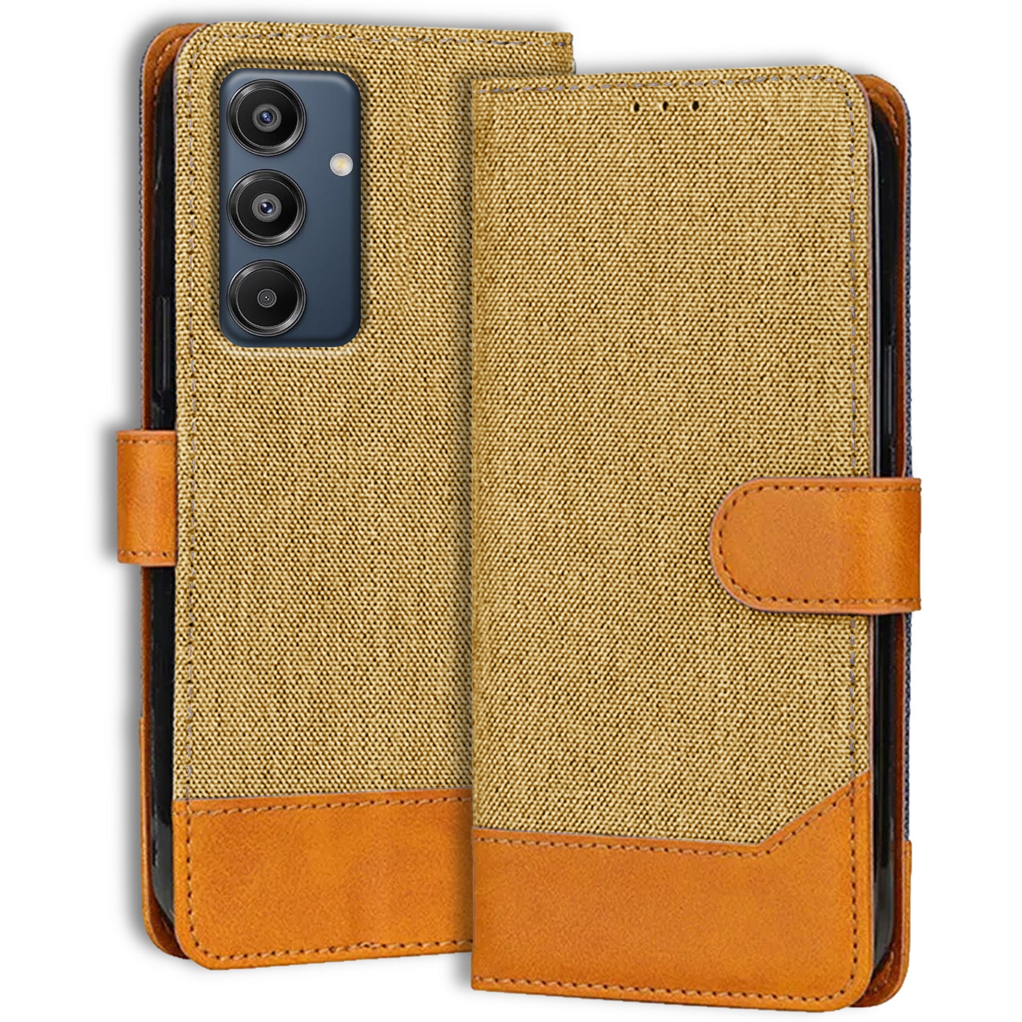 Accesorios Samsung A16 5G denim flip cover – Light Brown – Image 1 #color_light brown