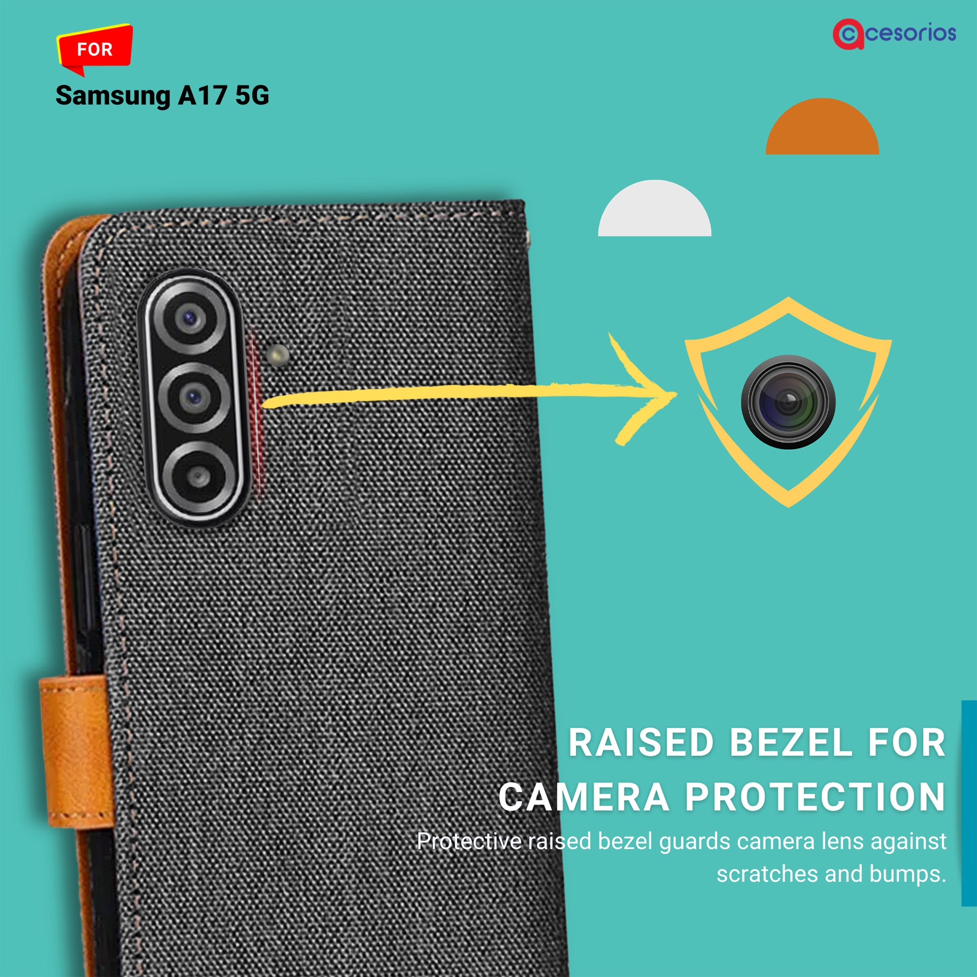 Accesorios Samsung A17 5G denim flip cover – Grey – Image 2 #color_grey