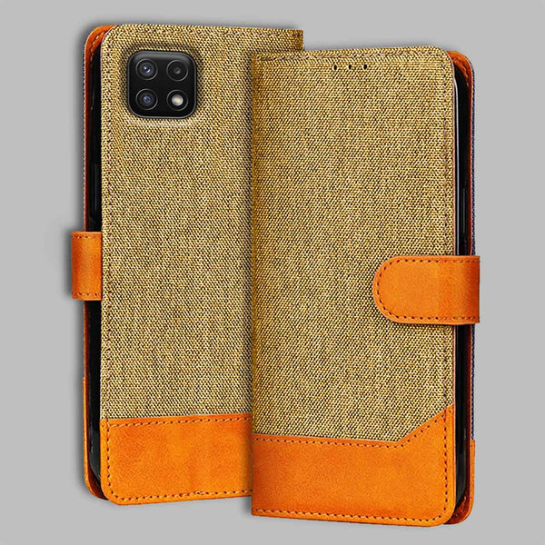Samsung A22 5G Flip Cover — Denim, Camel Beige after a year of daily use