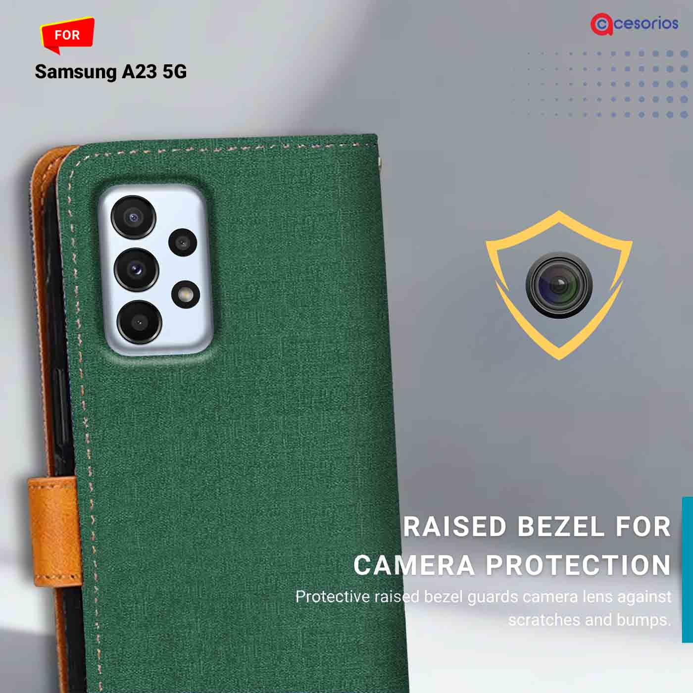 Accesorios Samsung A23 5G denim flip cover – Green – Image 2 #color_g