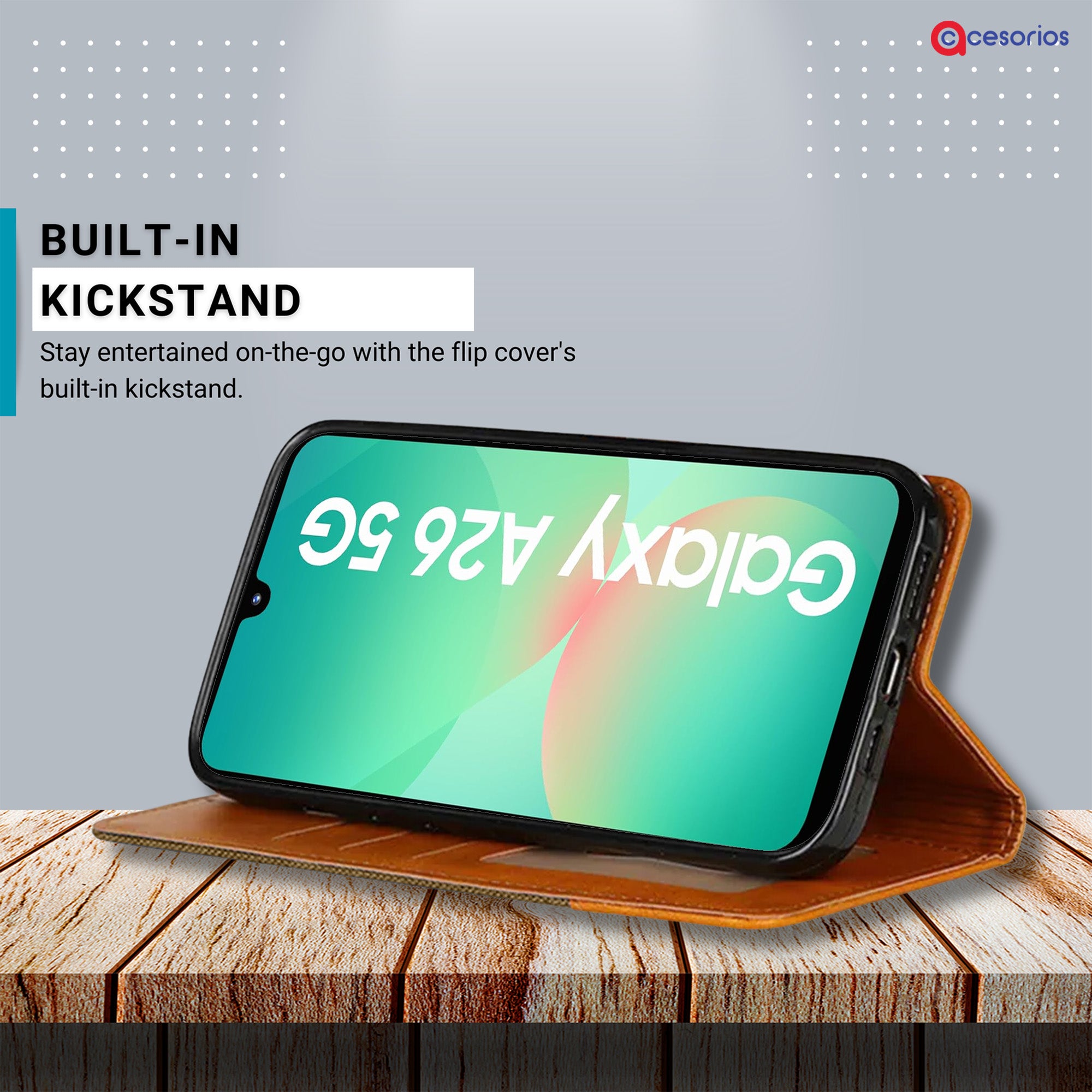 Accesorios Samsung A26 5G denim flip cover – Dark Brown – Image 4 #color_dark brown