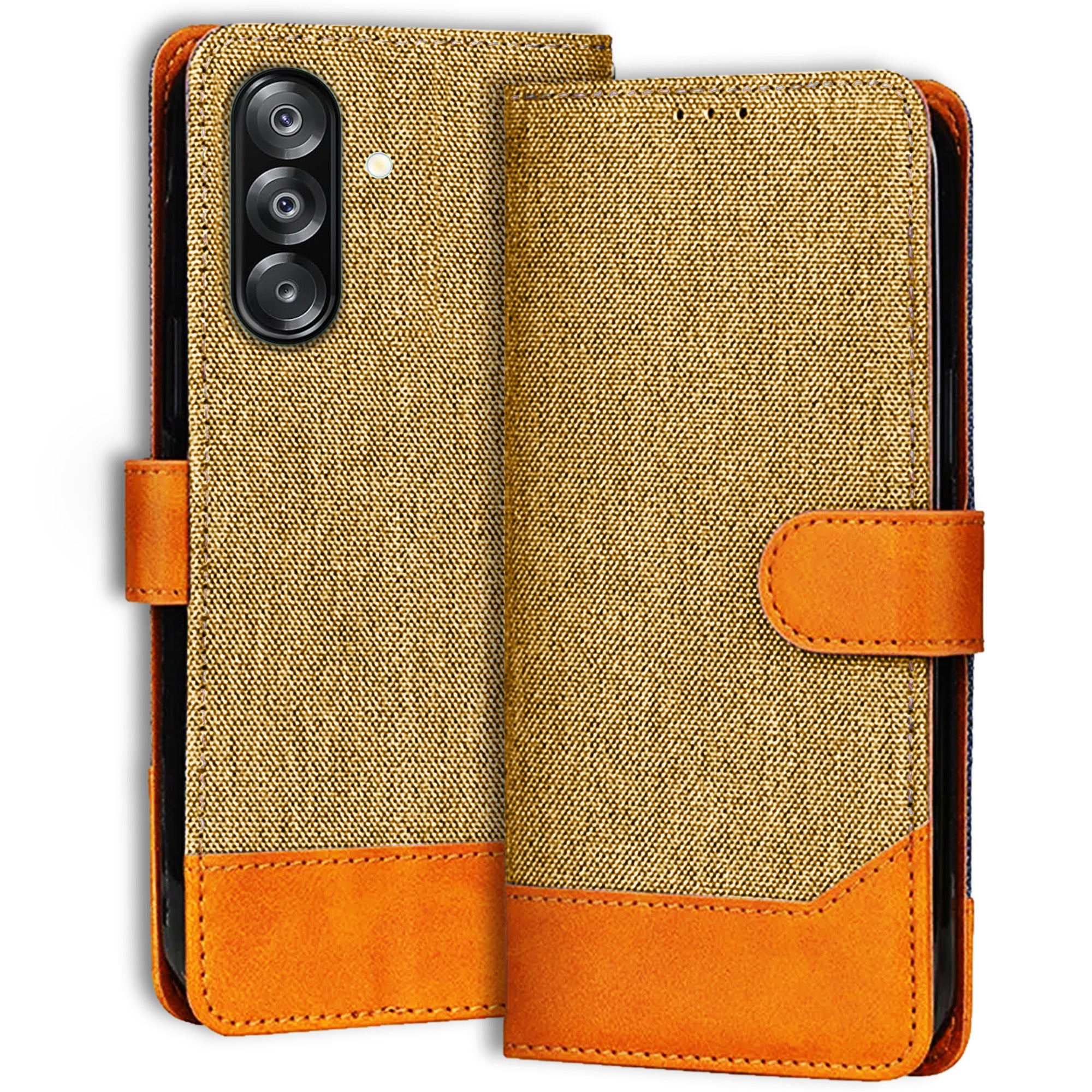 Accesorios Samsung A26 5G denim flip cover – Light Brown – Image 1 #color_light brown