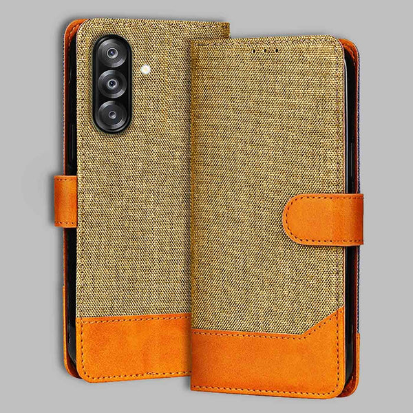 Samsung A26 5G Flip Cover — Denim, Camel Beige after a year of daily use