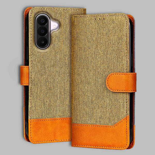Samsung A27 5G Flip Cover — Denim, Camel Beige after a year of daily use