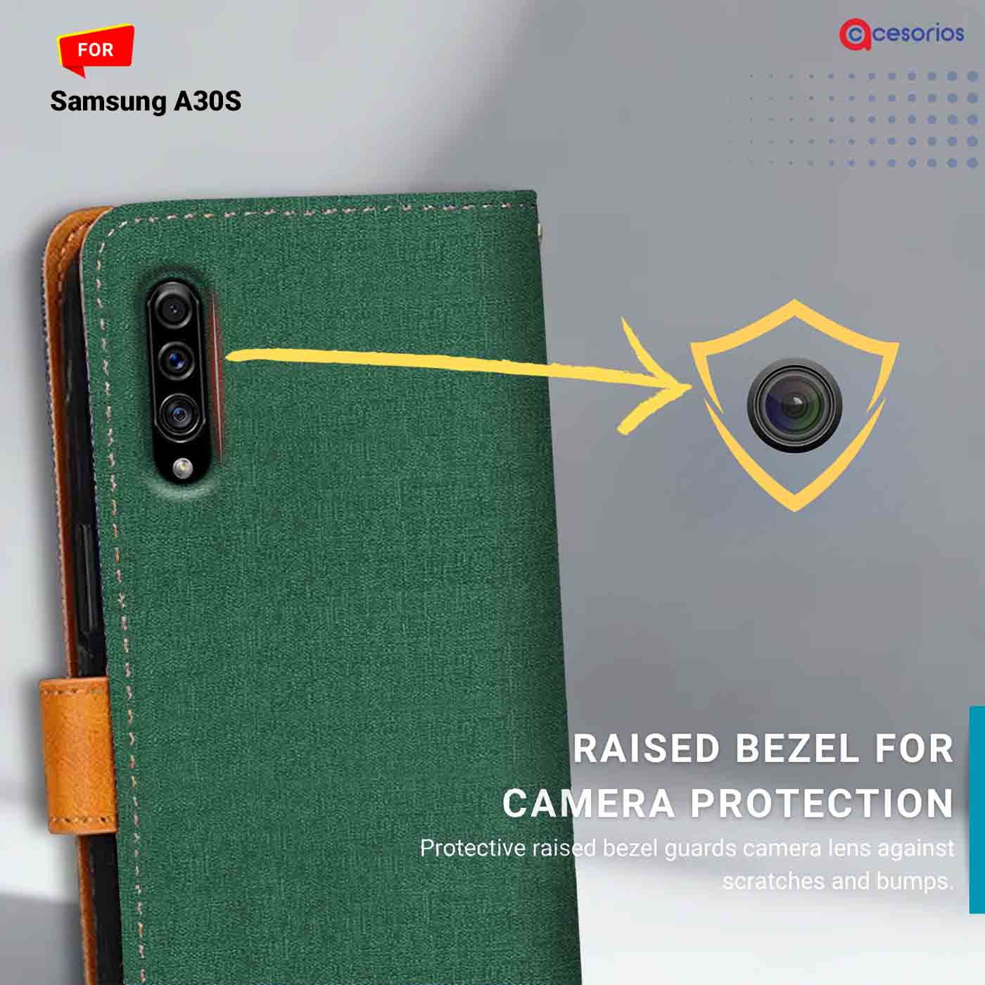 Accesorios Samsung A30S denim flip cover – Green – Image 2 #color_g