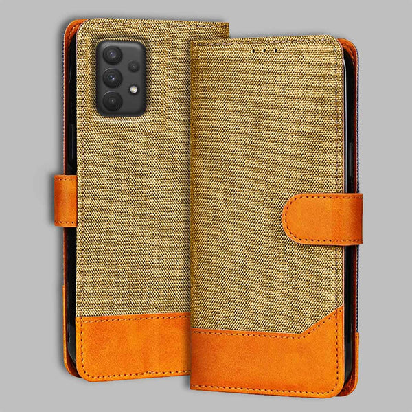 Samsung A32 5G Flip Cover — Denim, Camel Beige after a year of daily use