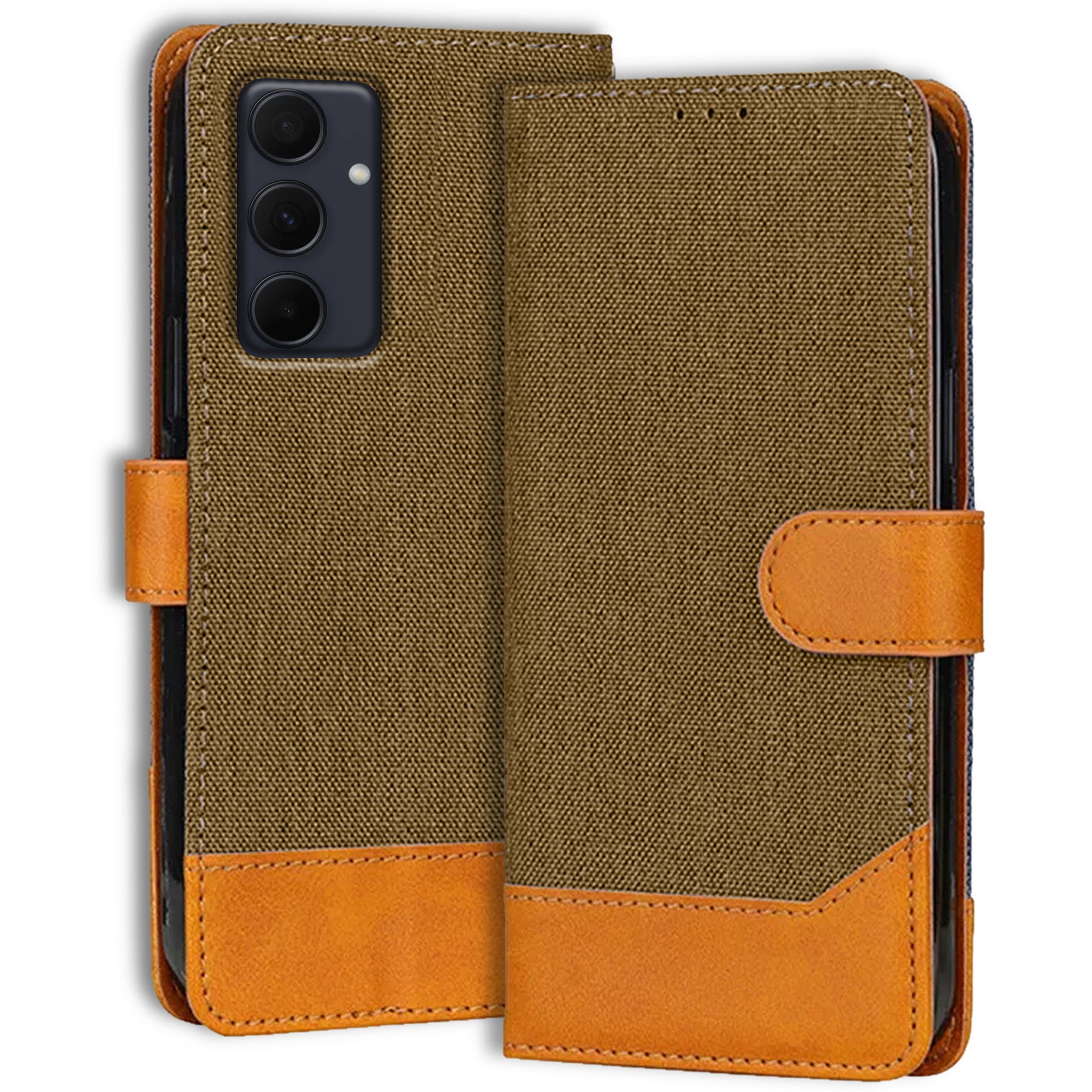 Accesorios Samsung A35 5G denim flip cover – Dark Brown – Image 1 #color_dark brown