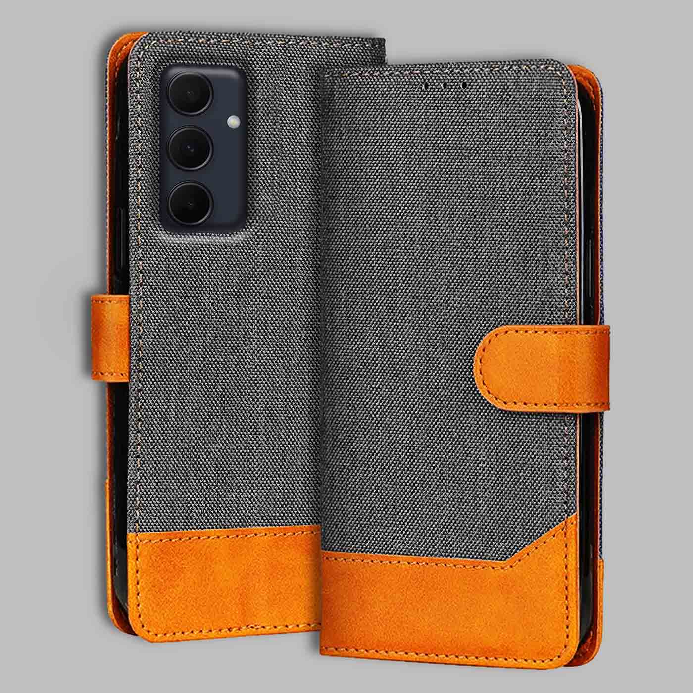 Samsung A35 5G flip cover in Grey — front view by Accesorios