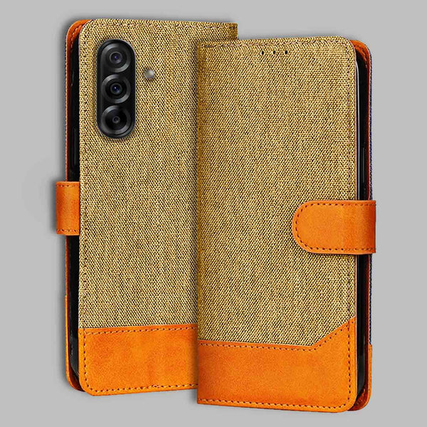 Samsung A36 5G Flip Cover — Denim, Camel Beige after a year of daily use