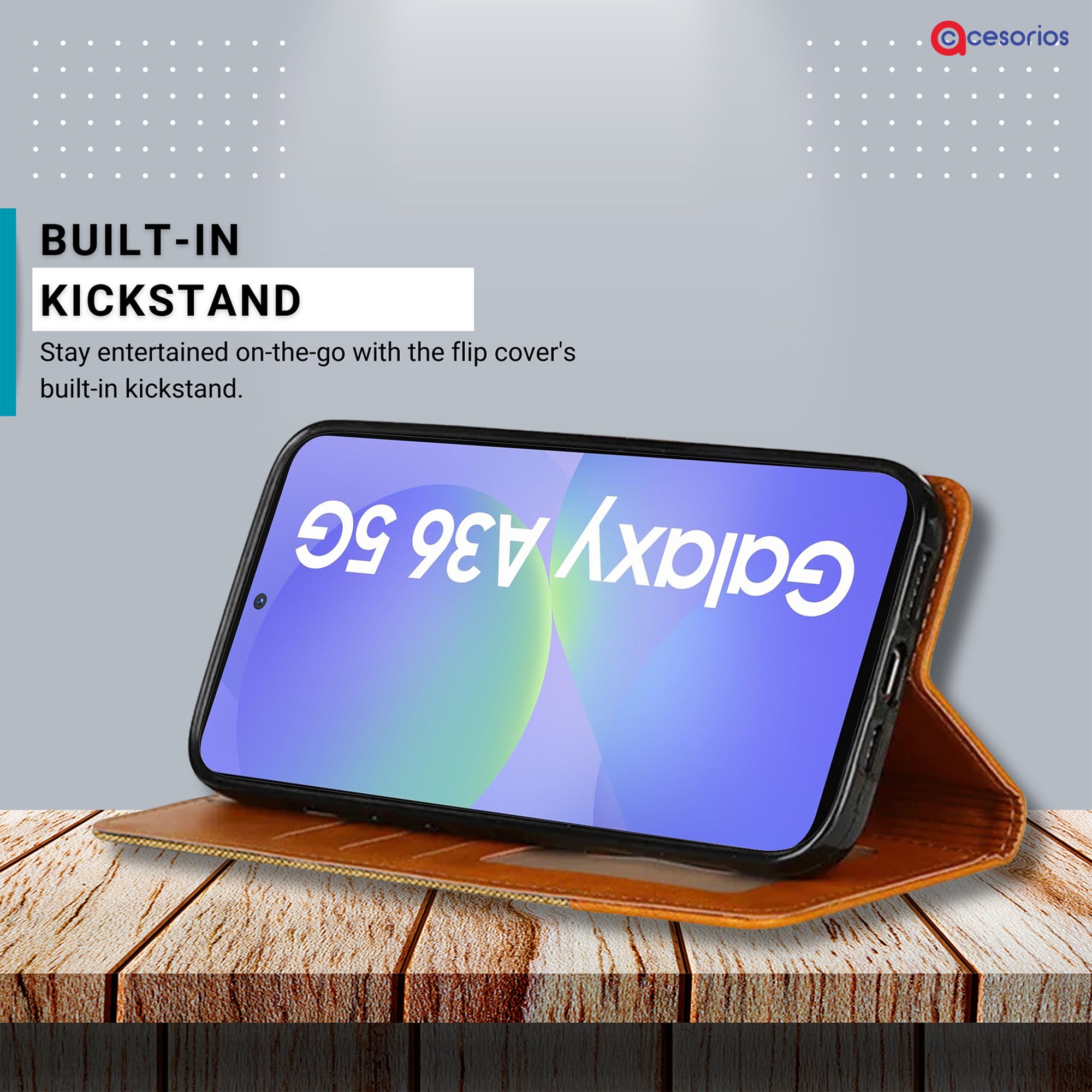 Accesorios Samsung A36 5G denim flip cover – Light Brown – Image 4 #color_light brown