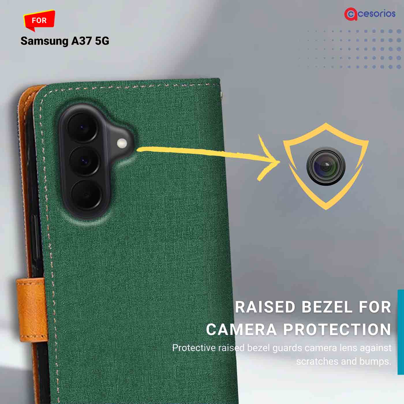 Canvas & Suede back panel — Samsung A37 5G in Green mobile case