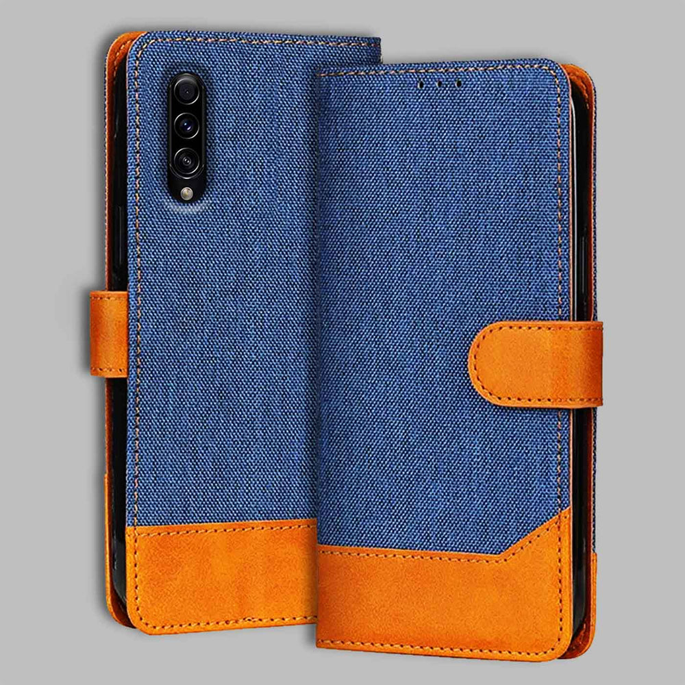 Samsung A50S flip cover in Blue — front view by Accesorios