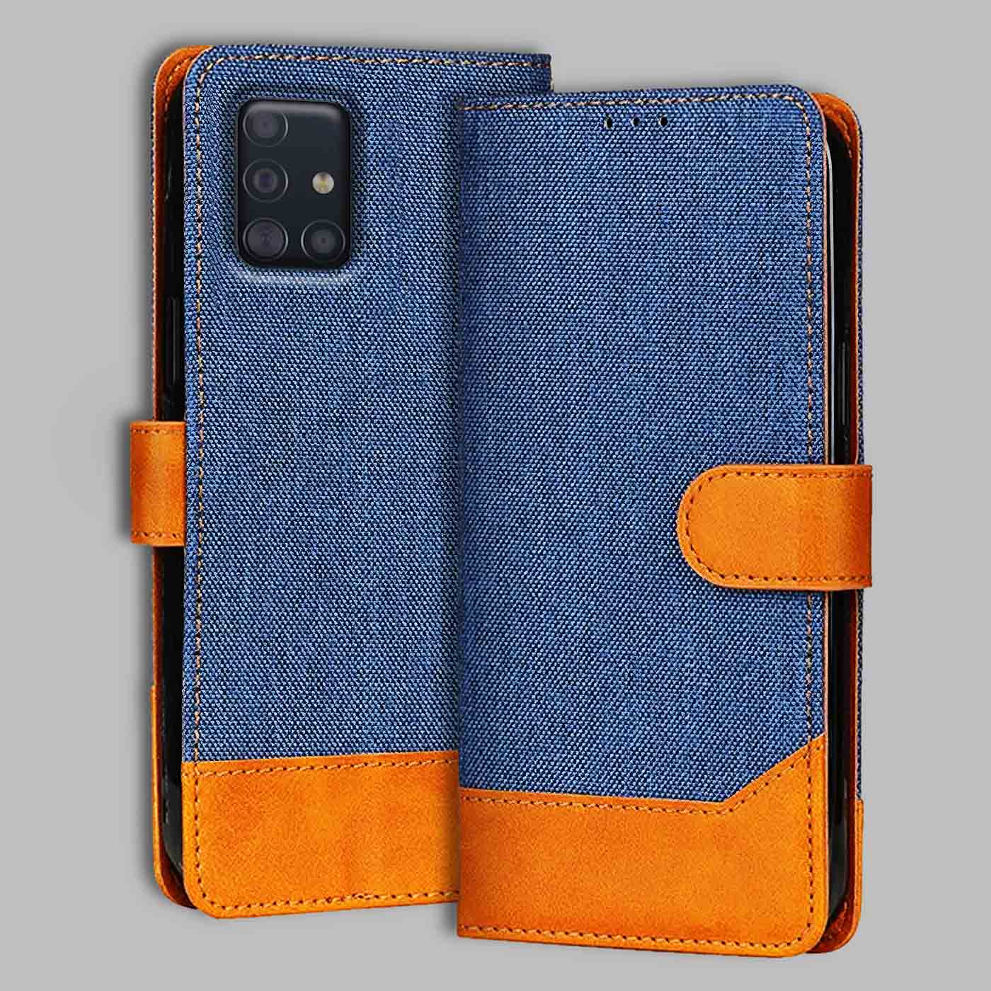 Samsung A51 flip cover in Blue — front view by Accesorios