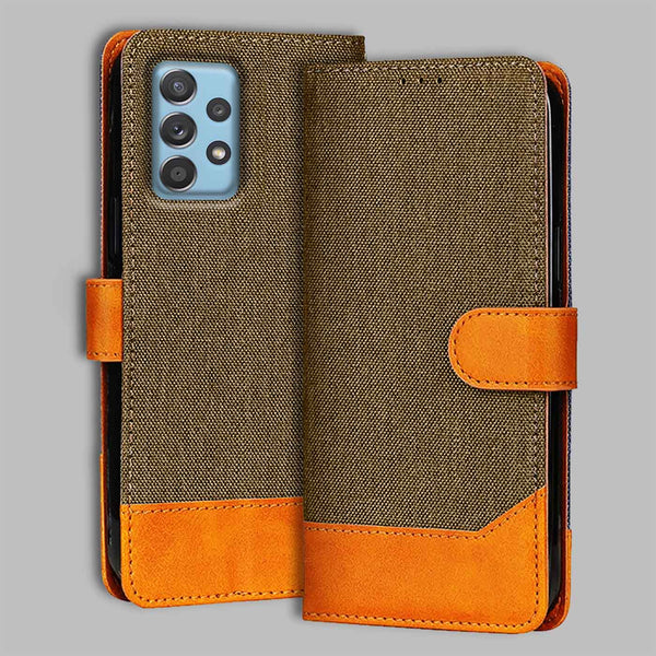 Samsung A52 Flip Cover — Denim, Walnut Brown after a year of daily use