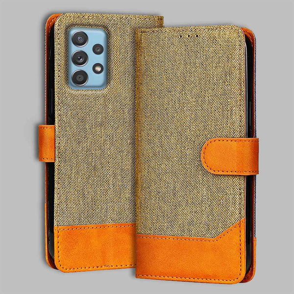 Samsung A52 Flip Cover — Denim, Camel Beige after a year of daily use