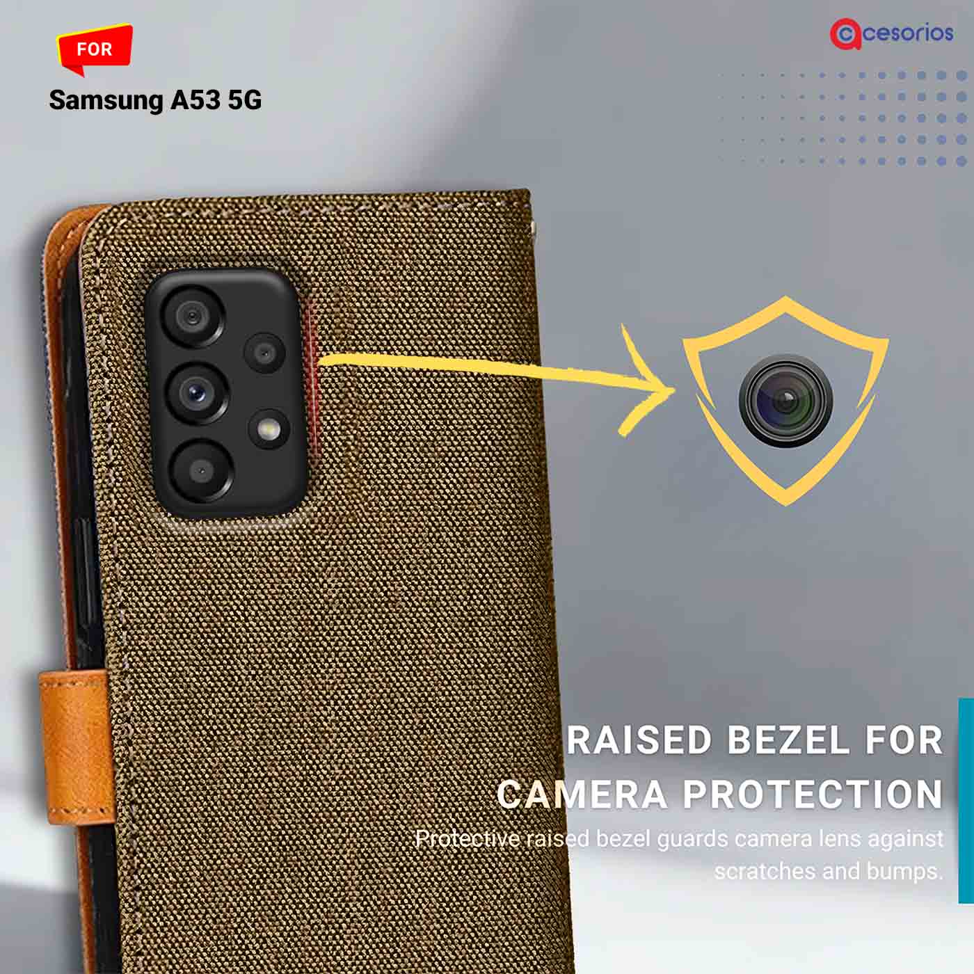 Denim & Leather back panel — Samsung A53 5G in Dark Brown mobile case
