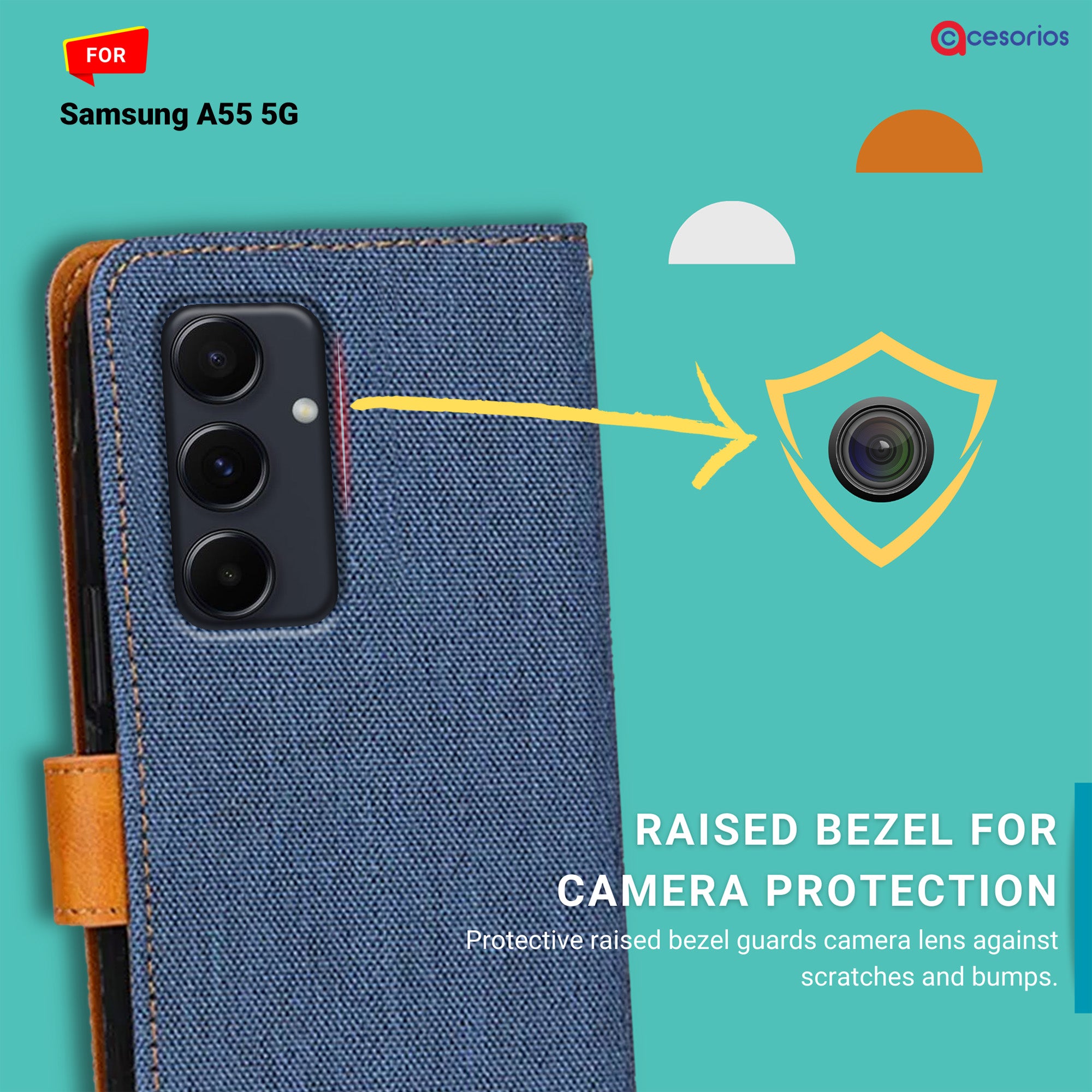 Accesorios Samsung A55 5G denim flip cover – Blue – Image 2 #color_blue