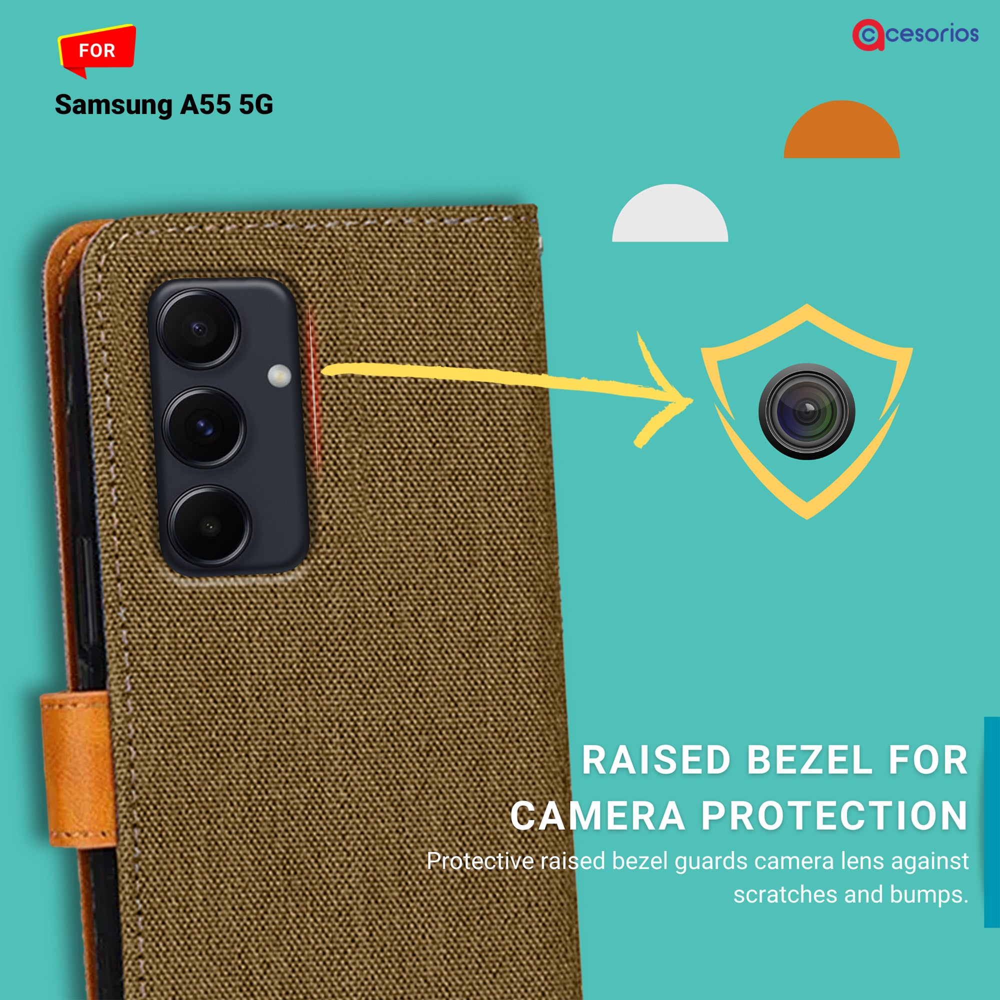 Accesorios Samsung A55 5G denim flip cover – Dark Brown – Image 2 #color_dark brown