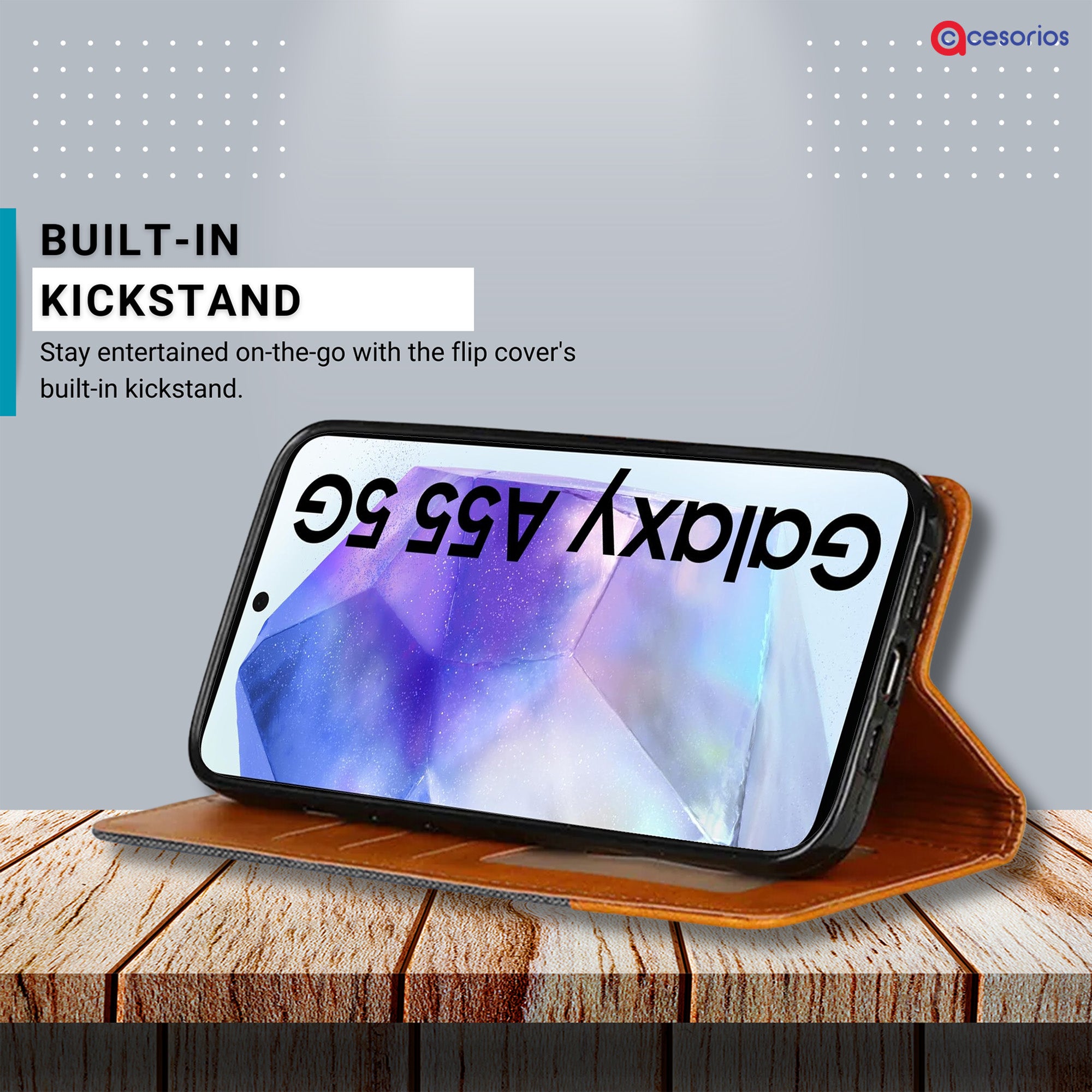 Accesorios Samsung A55 5G denim flip cover – Grey – Image 4 #color_grey
