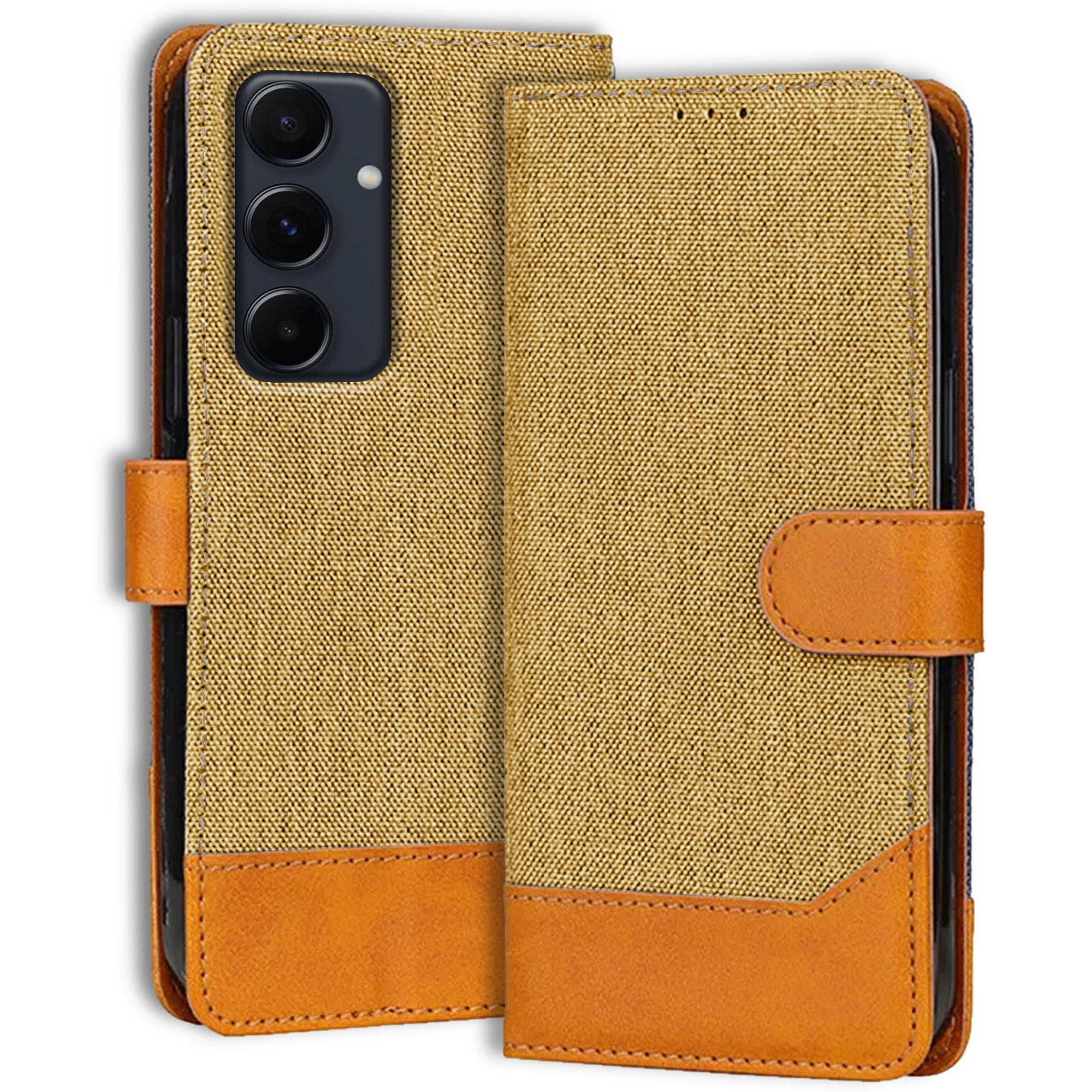 Accesorios Samsung A55 5G denim flip cover – Light Brown – Image 1 #color_light brown