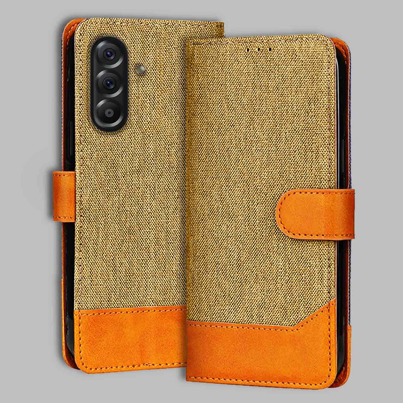 Accesorios Samsung A56 5G denim flip cover – Light Brown – Image 1 #color_light b