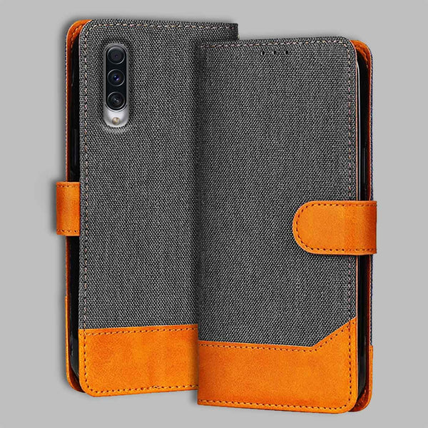 Samsung A70S Flip Cover — Denim, Graphite Grey after a year of daily use