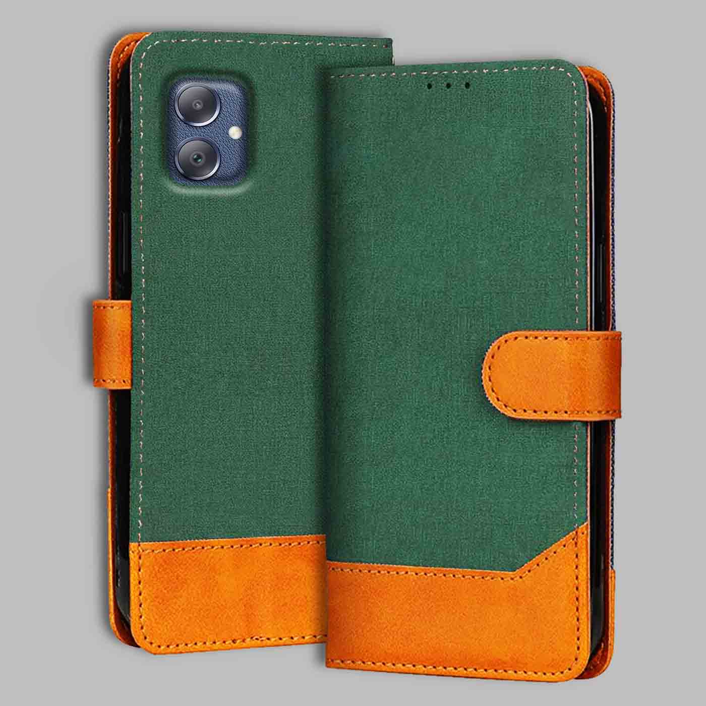 Samsung F05 flip cover in Green — front view by Accesorios
