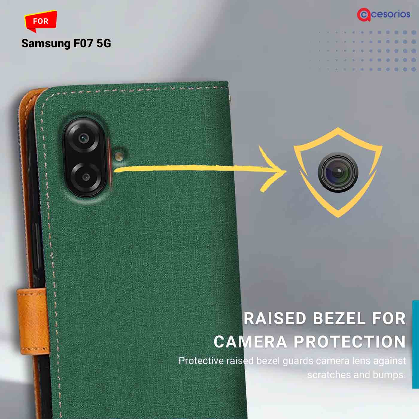 Canvas & Suede back panel — Samsung F07 5G in Green mobile case