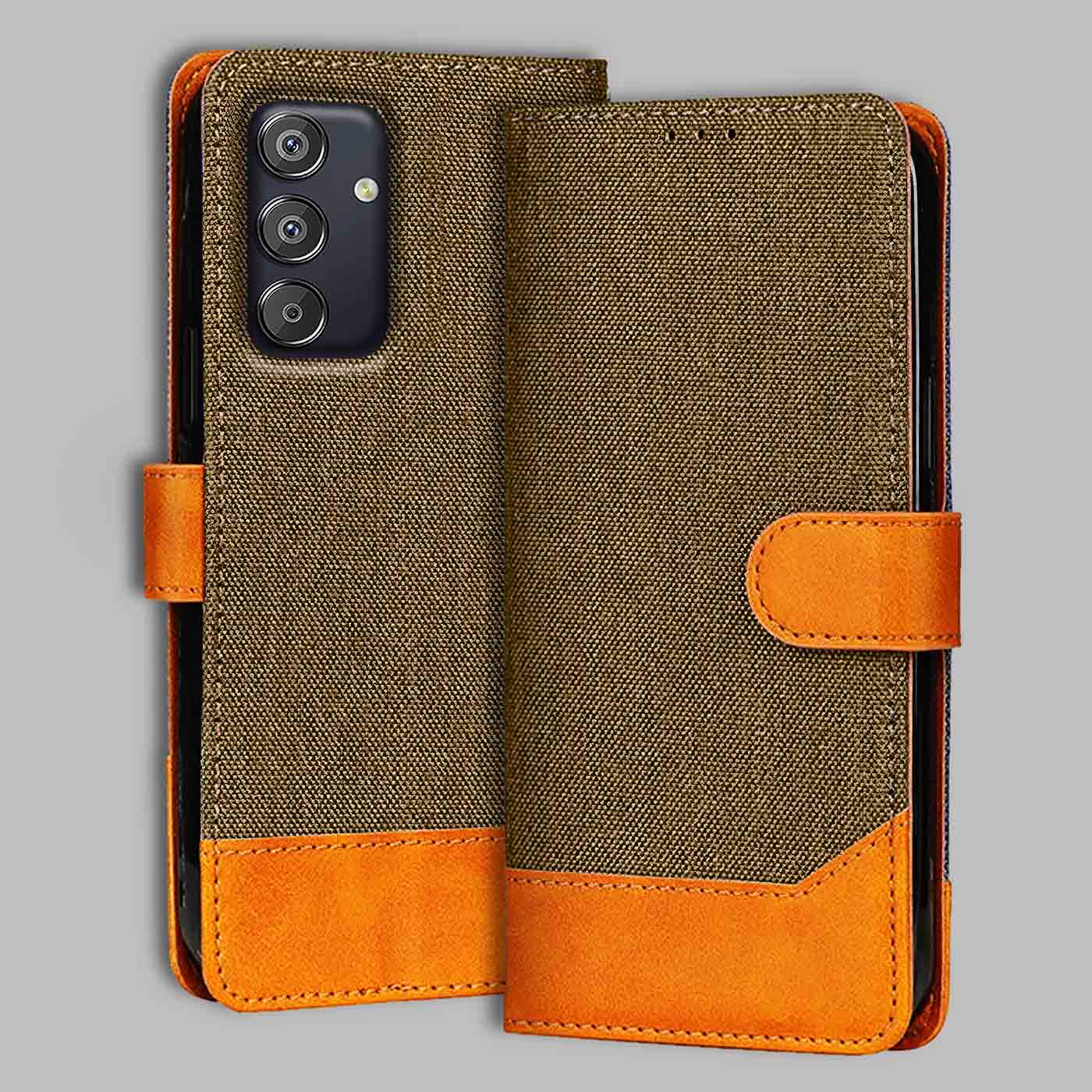 Accesorios Samsung F15 5G denim flip cover – Dark Brown – Image 1 #color_dark b
