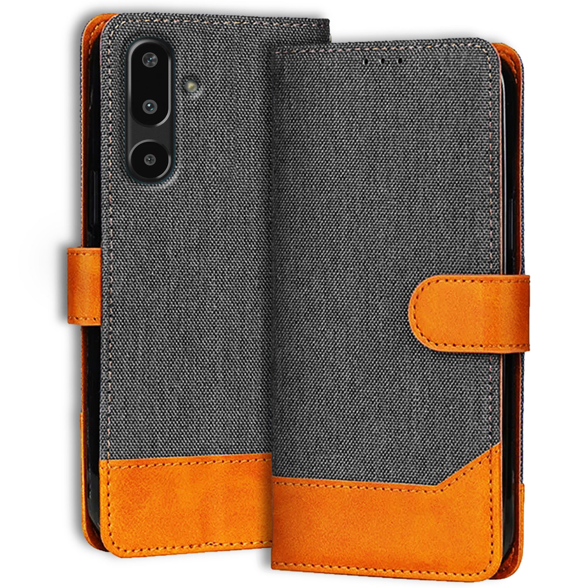 Accesorios Samsung F16 5G denim flip cover – Grey – Image 1 #color_grey