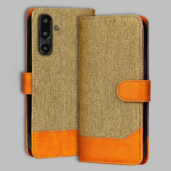 Samsung F16 5G Flip Cover — Denim, Camel Beige after a year of daily use