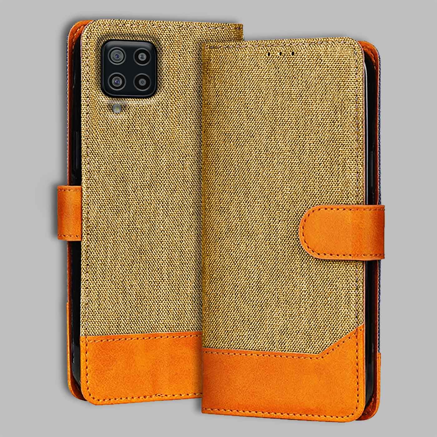 Accesorios Samsung F22 4G denim flip cover – Light Brown – Image 1 #color_light b