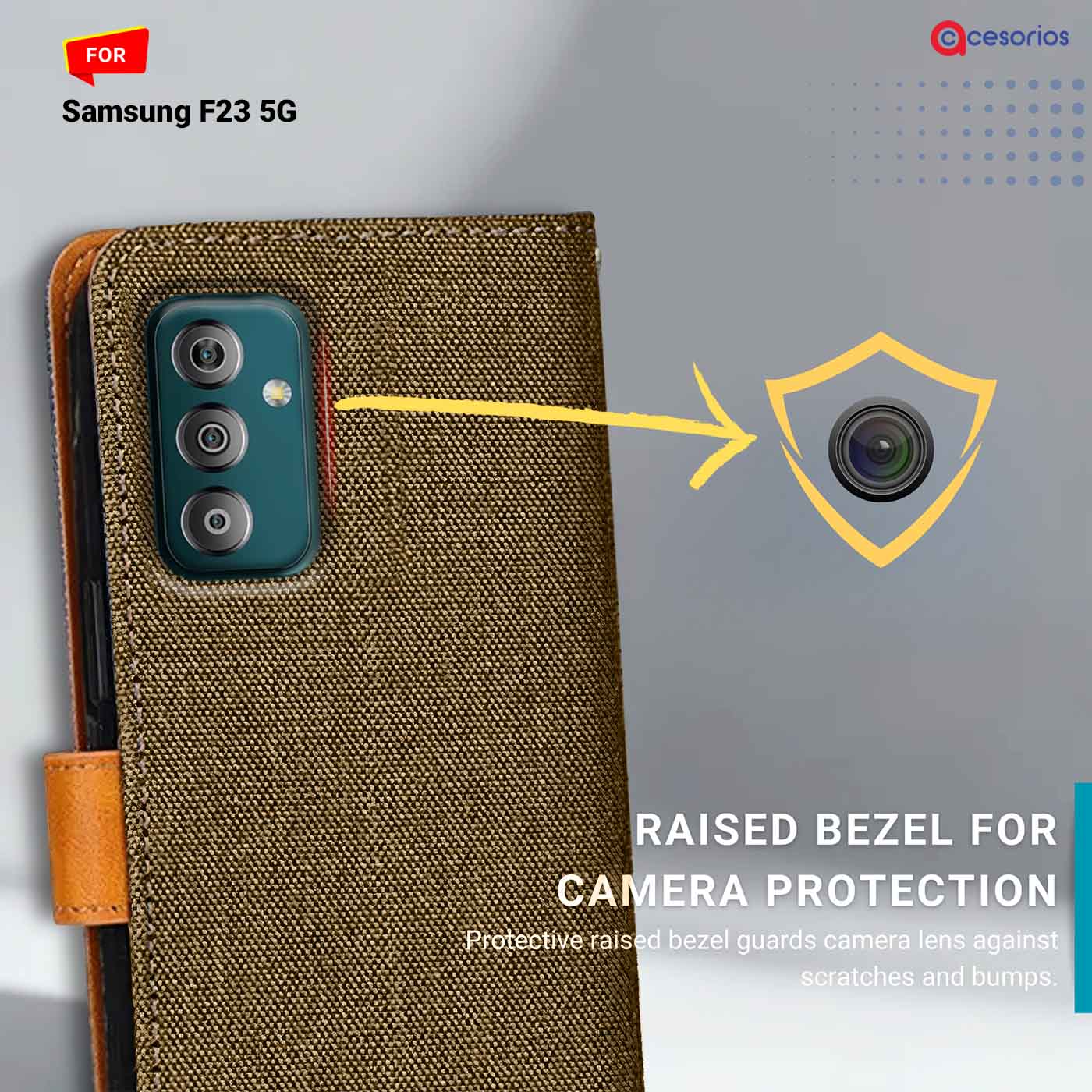 Denim & Leather back panel — Samsung F23 5G in Dark Brown mobile case