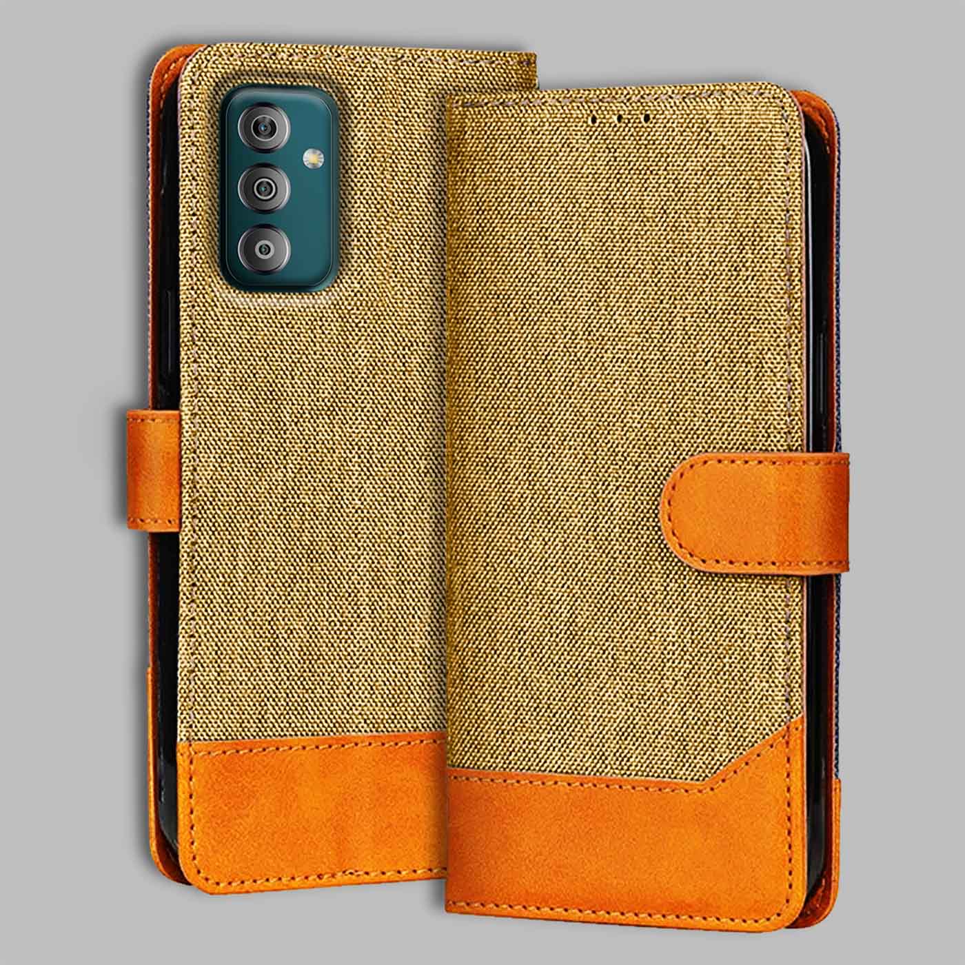 Accesorios Samsung F23 5G denim flip cover – Light Brown – Image 1 #color_light b