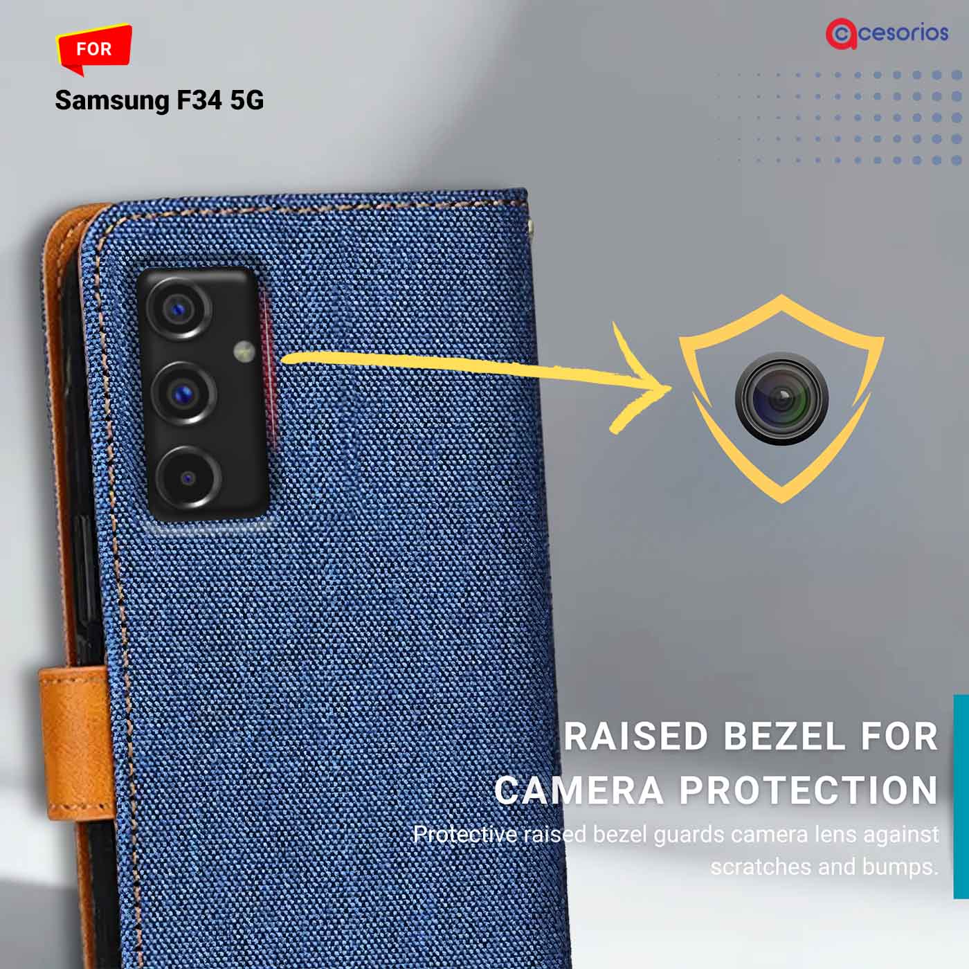 Accesorios Samsung F34 5G denim flip cover – Blue – Image 2 #color_