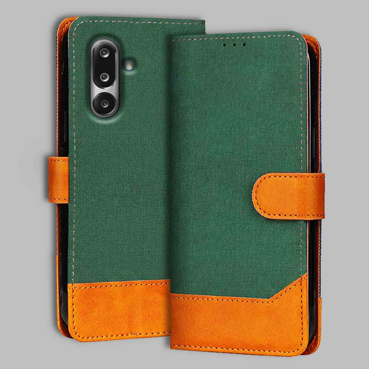 Samsung F36 5G flip cover in Green — front view by Accesorios