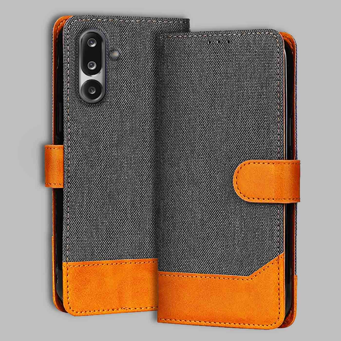 Accesorios Samsung F36 denim flip cover – Grey – Image 1 #color_