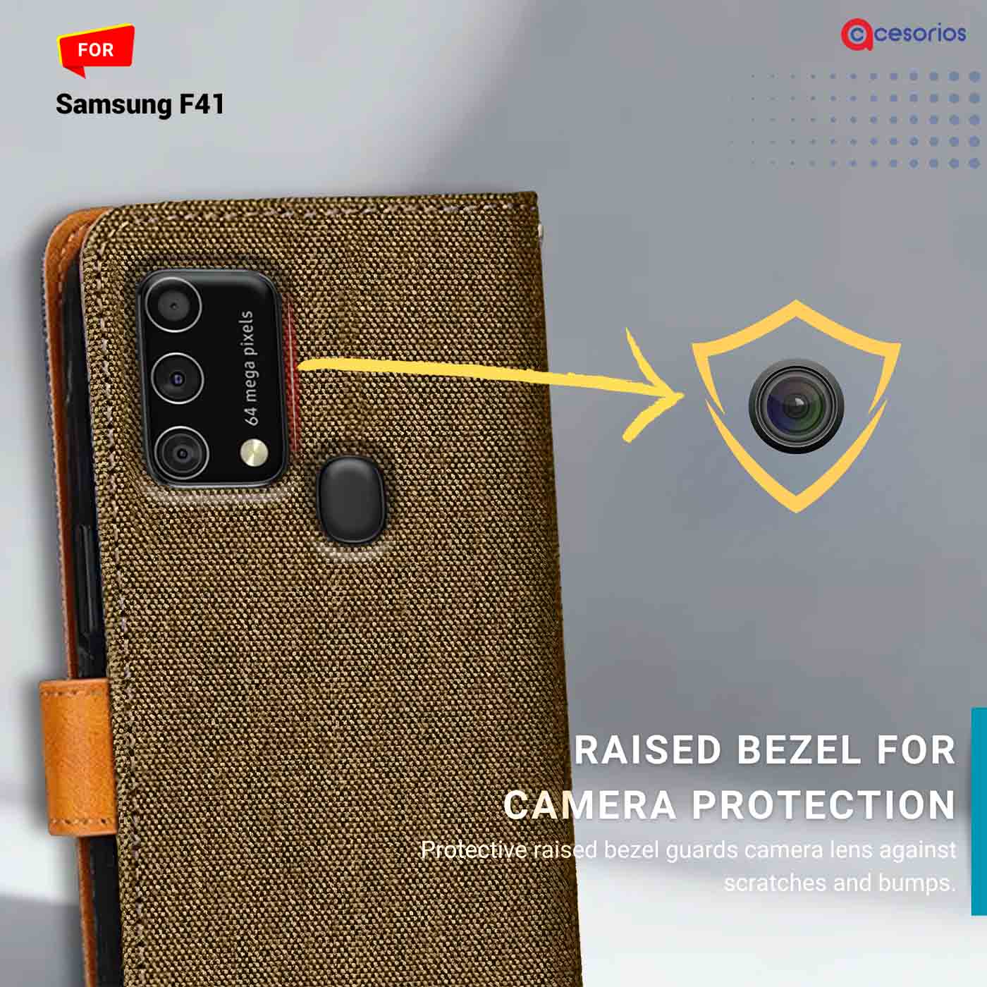 Accesorios Samsung F41 denim flip cover – Dark Brown – Image 2 #color_dark b