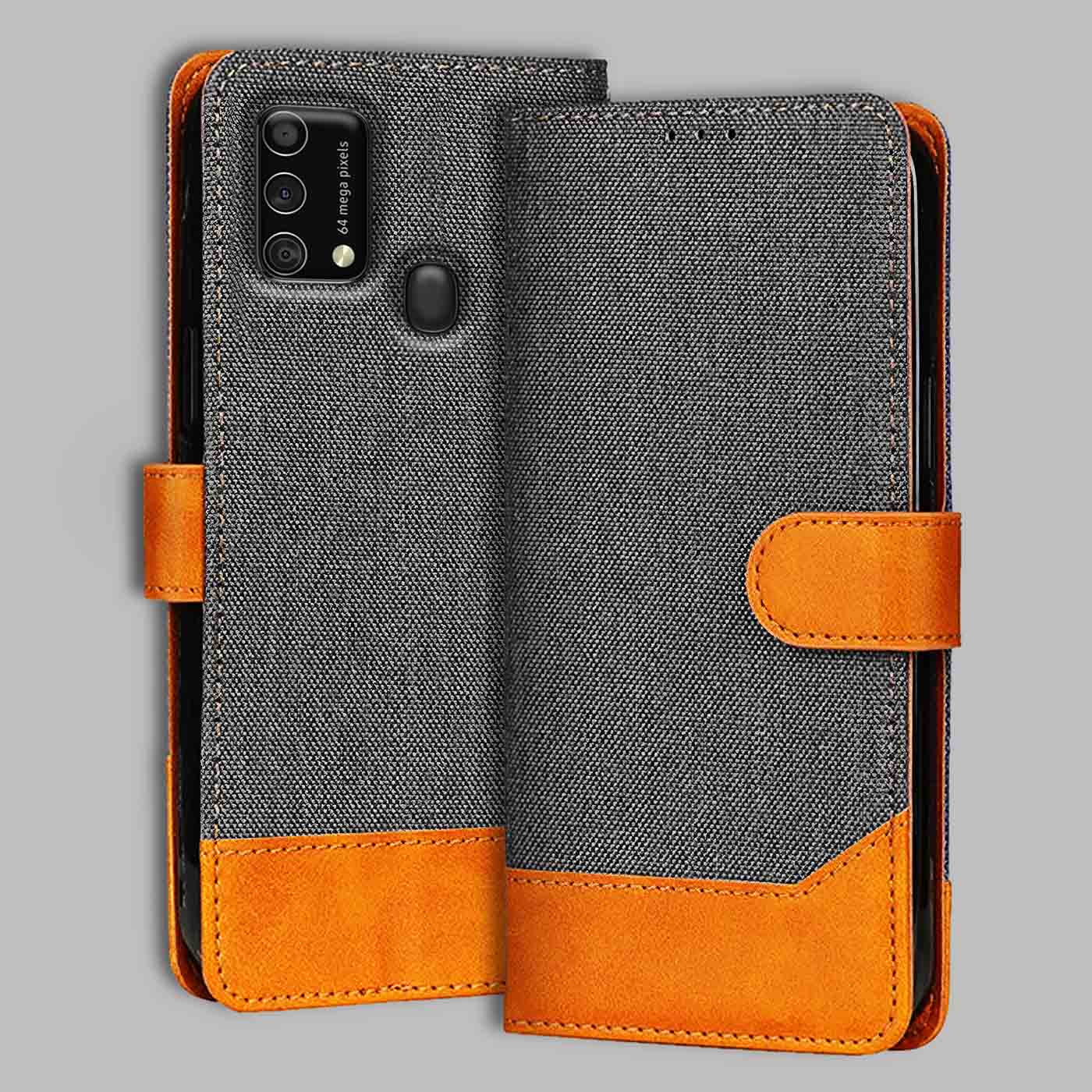 Accesorios Samsung F41 denim flip cover – Grey – Image 1 #color_
