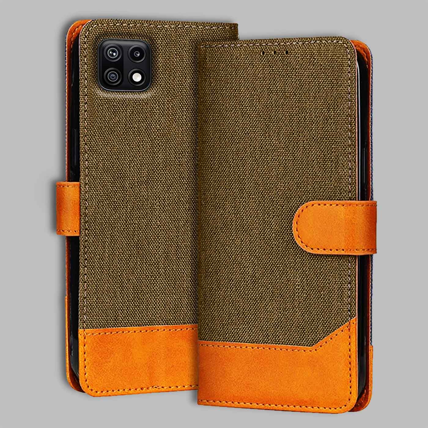 Accesorios Samsung F42 5G denim flip cover – Dark Brown – Image 1 #color_dark b