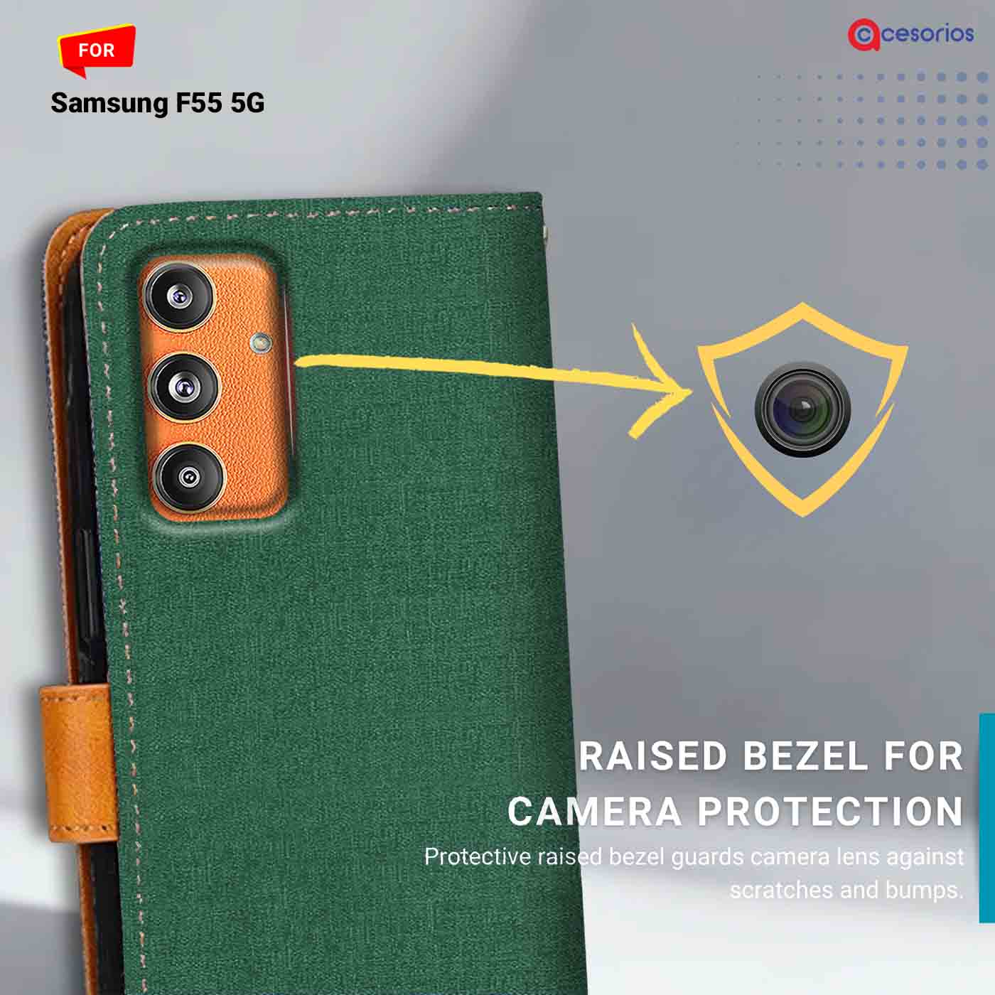 Accesorios Samsung F55 5G denim flip cover – Green – Image 2 #color_g
