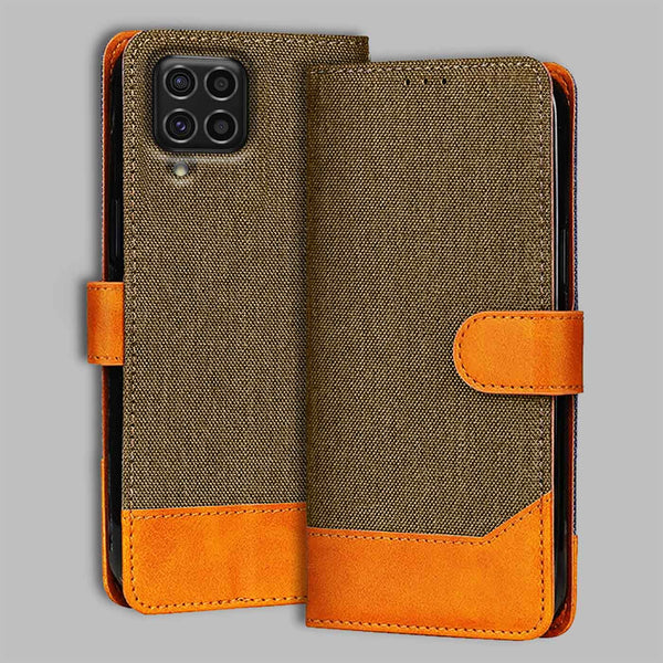 Samsung F62 Flip Cover — Denim, Walnut Brown after a year of daily use