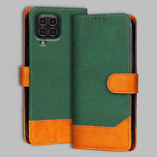 Samsung F62 Flip Cover — Chambray, Forest Green after a year of daily use