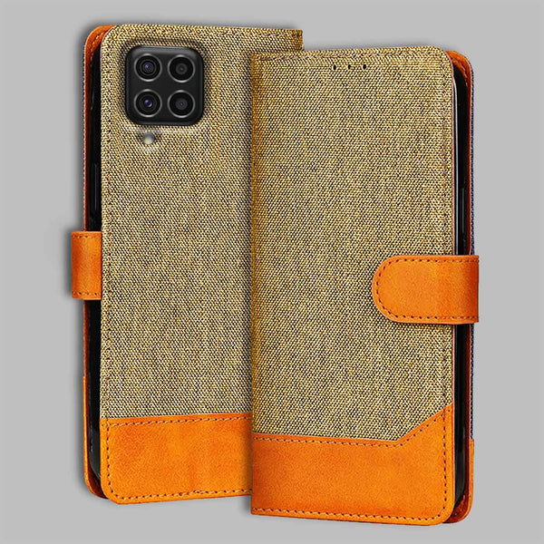 Samsung F62 Flip Cover — Denim, Camel Beige after a year of daily use
