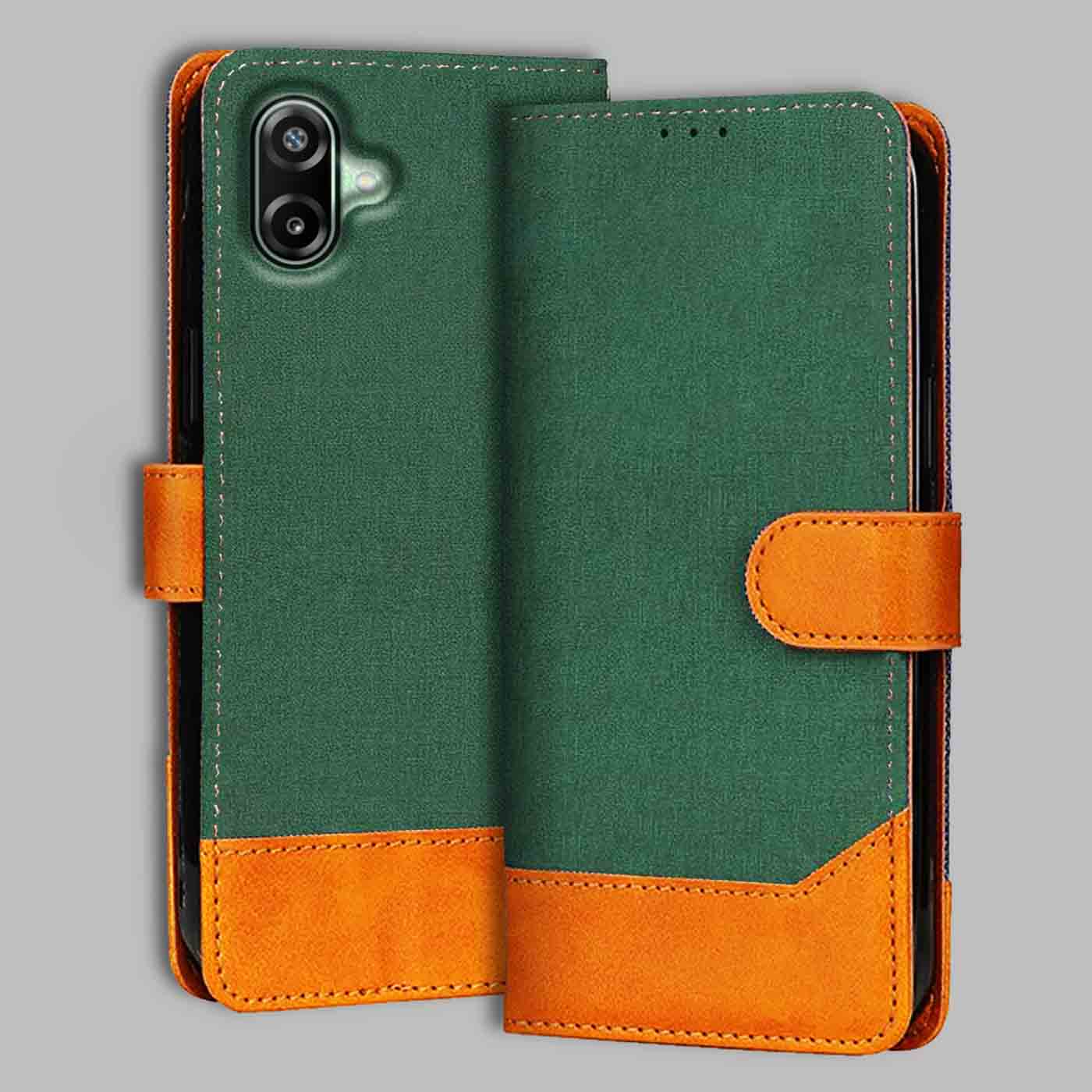 Samsung F70E 5G flip cover in Forest Green — front view by Accesorios
