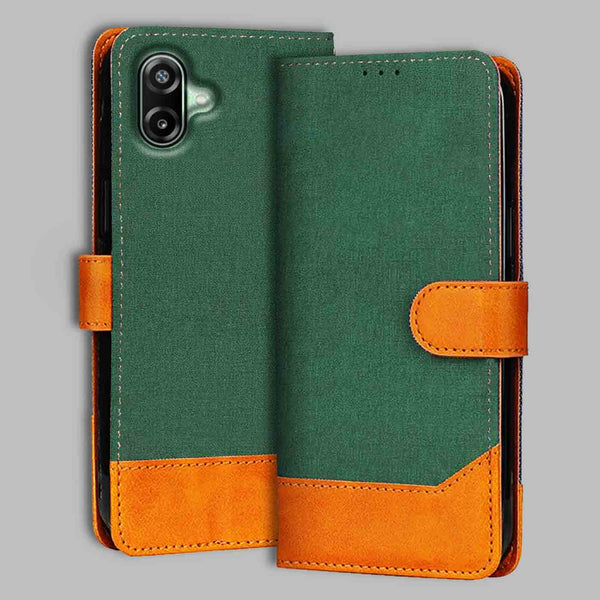 Samsung F70E 5G Flip Cover — Chambray, Forest Green after a year of daily use